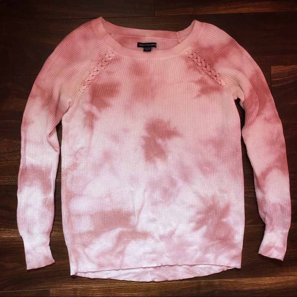 American Eagle Pink Tie Dye Sweater